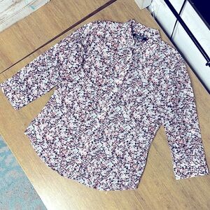 Lauren Ralph Lauren nwot peach black green cotton silk button up blouse top